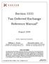 Section 1031 Tax-Deferred Exchange Reference Manual