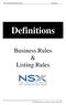 NSX Listing and Business Rules. Definitions. Business Rules & Listing Rules