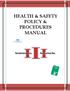 HEALTH & SAFETY POLICY & PROCEDURES MANUAL