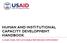 HUMAN AND INSTITUTIONAL CAPACITY DEVELOPMENT HANDBOOK A USAID MODEL FOR SUSTAINABLE PERFORMANCE IMPROVEMENT