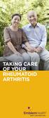 TAKING CARE OF YOUR RHEUMATOID ARTHRITIS
