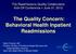 The Quality Concern: Behavioral Health Inpatient Readmissions