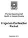 Florida Department of Health in Volusia County. Irrigation Contractor Packet