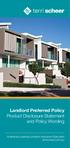 Landlord Preferred Policy Product Disclosure Statement and Policy Wording