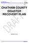 CHATHAM COUNTY DISASTER RECOVERY PLAN