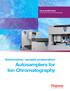 Thermo Scientific Dionex AS-AP, AS-DV, and AS-HV Autosamplers. Automation, sample preparation. Autosamplers for Ion Chromatography