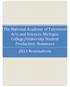 The National Academy of Television Arts and Sciences Michigan College/University Student Production Nominees 2013 Nominations