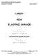 TARIFF FOR ELECTRIC SERVICE