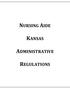 NURSING AIDE KANSAS ADMINISTRATIVE REGULATIONS