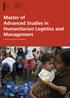 Master of Advanced Studies in Humanitarian Logistics and Management