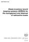 IAEA-TECDOC-1222. Waste inventory record keeping systems (WIRKS) for the management and disposal of radioactive waste