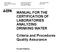 MANUAL FOR THE CERTIFICATION OF LABORATORIES ANALYZING DRINKING WATER. Criteria and Procedures Quality Assurance