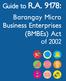 Guide to R. A. 9178: Barangay Micro Business Enterprises (BMBEs) Act of 2002