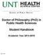 Doctor of Philosophy (PhD) in Public Health Sciences. Student Handbook