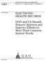 GAO ELECTRONIC HEALTH RECORDS. DOD and VA Should Remove Barriers and Improve Efforts to Meet Their Common System Needs