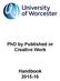 PhD by Published or Creative Work Handbook 2015-16