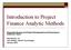 Introduction to Project Finance Analytic Methods