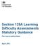 Section 139A Learning Difficulty Assessments Statutory Guidance. For local authorities