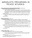 Graduate Programs in Peace Studies: