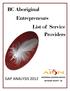BC Aboriginal Entrepreneurs List of Service Providers
