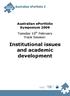 Australian eportfolio Symposium 2009. Tuesday 10 th February Track Session: Institutional issues