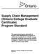 Supply Chain Management (Ontario College Graduate Certificate) Program Standard