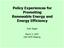 Policy Experiences for Promoting Renewable Energy and Energy Efficiency
