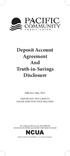 Deposit Account Agreement And Truth-in-Savings Disclosure