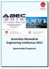 Australian Biomedical Engineering Conference 2015. Sponsorship Prospectus
