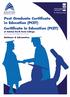 Post Graduate Certificate in Education (PCET) Certificate in Education (PCET)