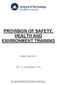 PROVISION OF SAFETY, HEALTH AND ENVIRONMENT TRAINING