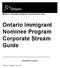 Ontario Immigrant Nominee Program Corporate Stream Guide