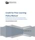 Credit for Prior Learning Policy Manual
