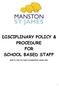 DISCIPLINARY POLICY & PROCEDURE FOR SCHOOL BASED STAFF