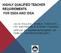 HIGHLY QUALIFIED TEACHER REQUIREMENTS FOR ESEA AND IDEA
