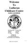Welcome To Lutheran Childcare Centre FAMILY HANDBOOK