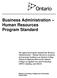 Business Administration Human Resources Program Standard