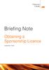 Briefing Note. Obtaining a Sponsorship Licence