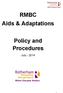 RMBC Aids & Adaptations. Policy and Procedures