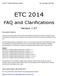 ETC 2014. FAQ and Clarifications. Version 1.07
