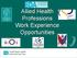 Allied Health Professions Work Experience Opportunities