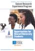 Cancer Research Experience Program. Opportunities for Howard University Students. 2016 Program Year