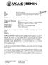 U SAID BENIN. TO: FROM: Subject: Date: USAID/Benin is accepting applications for the following position: POSITION TITLE: NUMBER OF POSITIONS: GRADE: