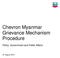 Chevron Myanmar Grievance Mechanism Procedure. Policy, Government and Public Affairs
