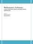 Mathematics Pathways