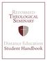 Theological. Distance Education Student Handbook