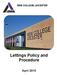 NEW COLLEGE LEICESTER. Lettings Policy and Procedure