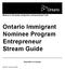 Ontario Immigrant Nominee Program Entrepreneur Stream Guide