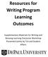 Resources for Writing Program Learning Outcomes