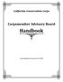 California Conservation Corps. Corpsmember Advisory Board. Handbook